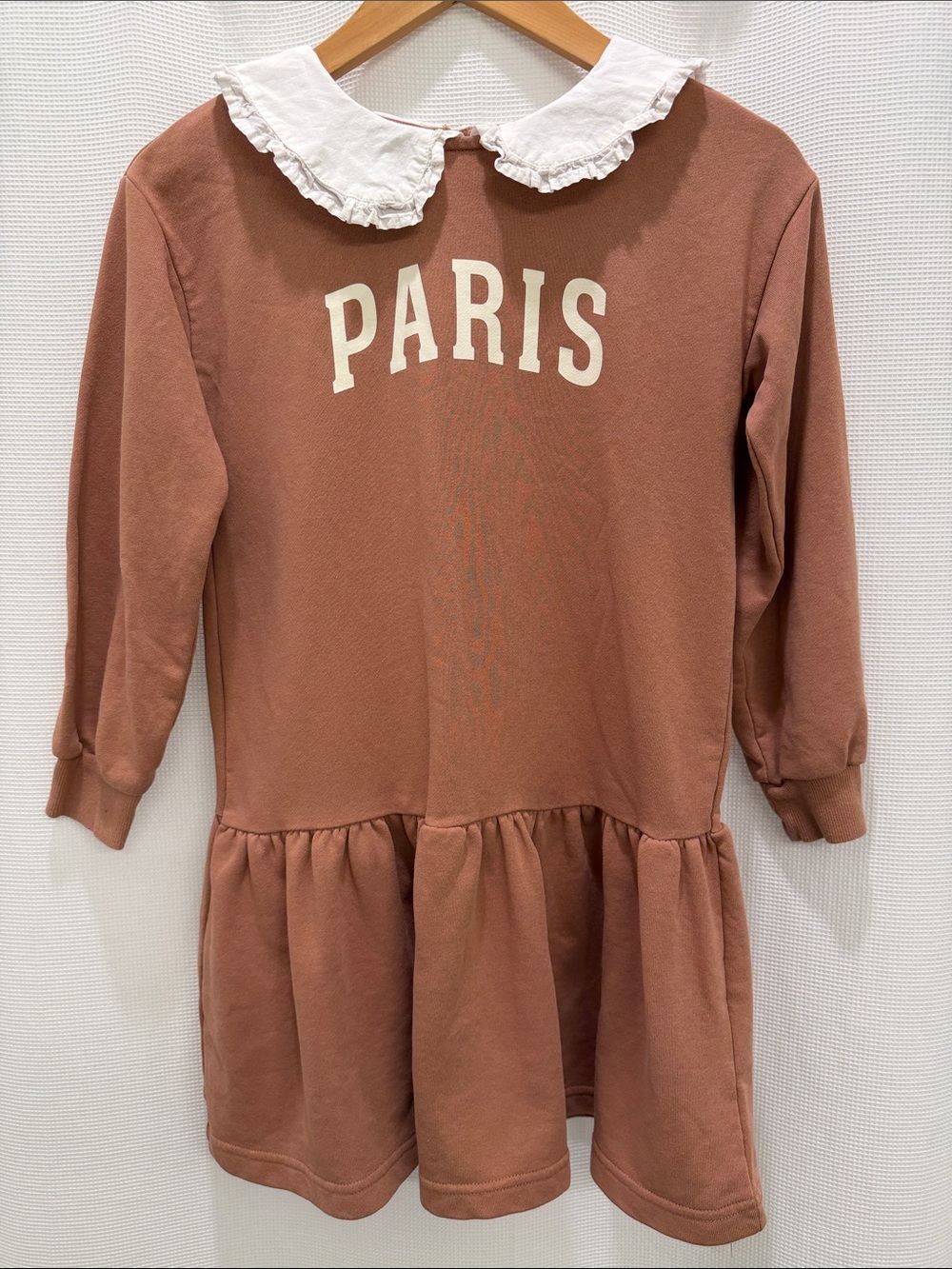 H&M Paris Logo Smock Dress with White Peter Pan Collar